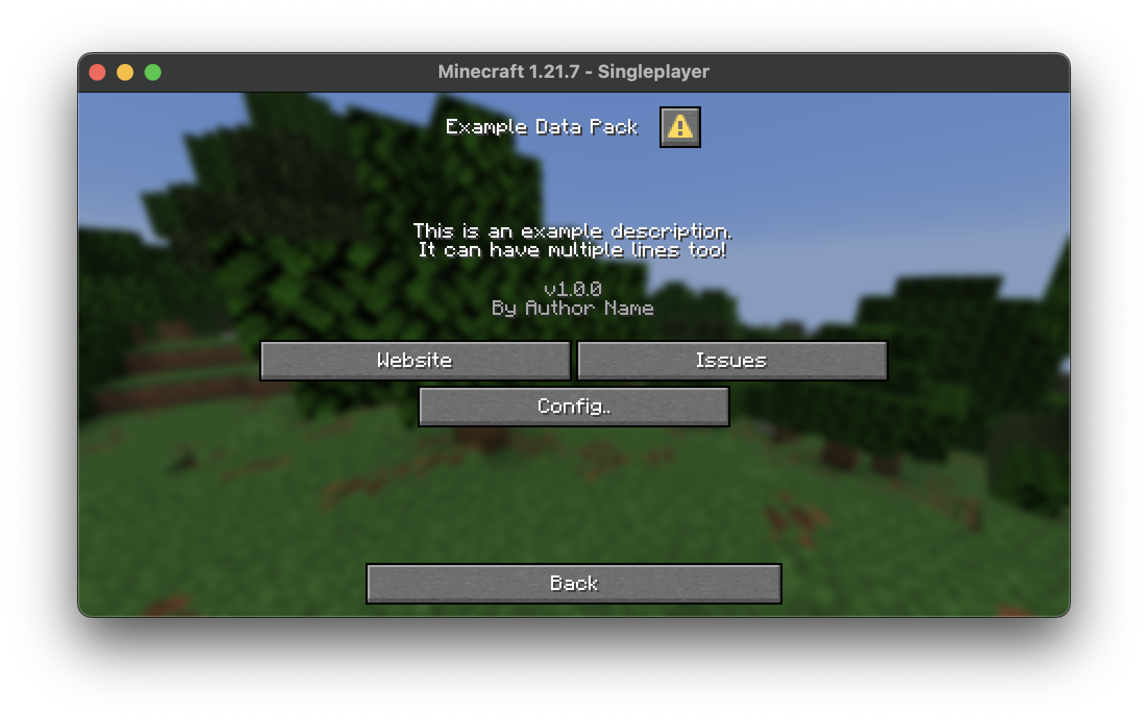 An example of a data pack dialog