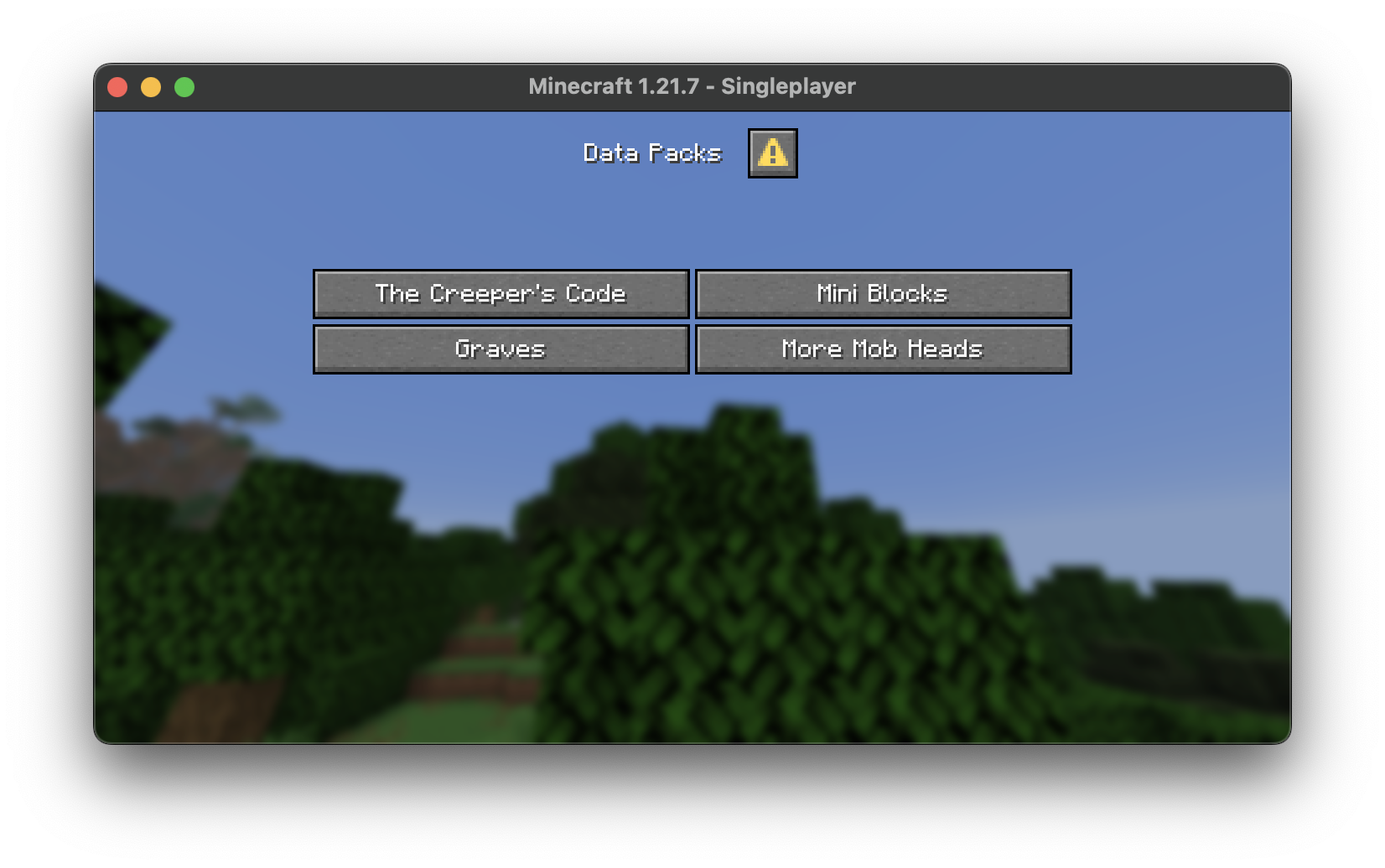 An example of 4 data packs loaded on the data pack menu